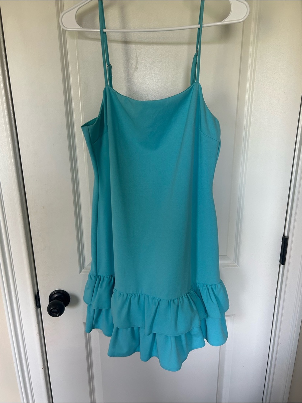 BCBGeneration Turquoise Ruffle-Hem Spaghetti Strap Dress
